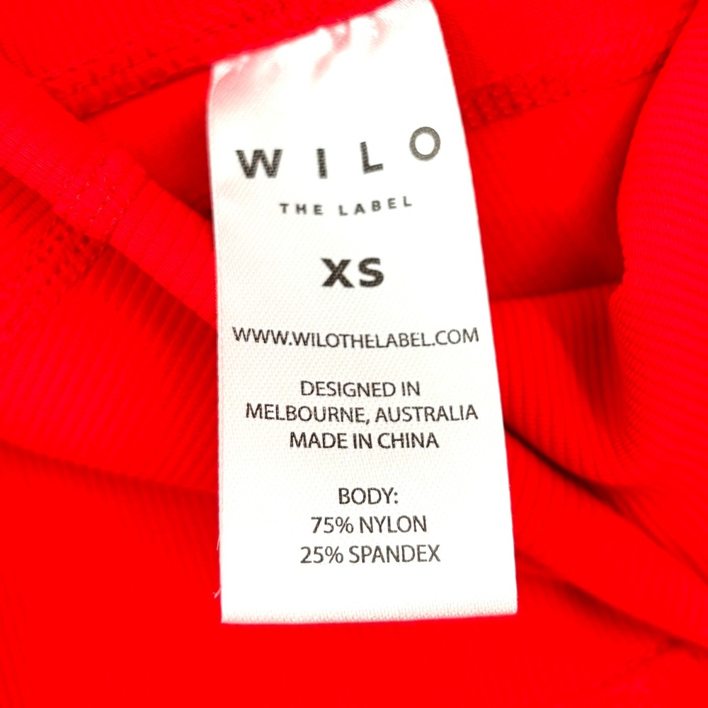 Wilo The‎ Label Red Ribbed Mid Rise Ruched Ankle Pull On Stretch Leggings XS - Picture 3 of 12